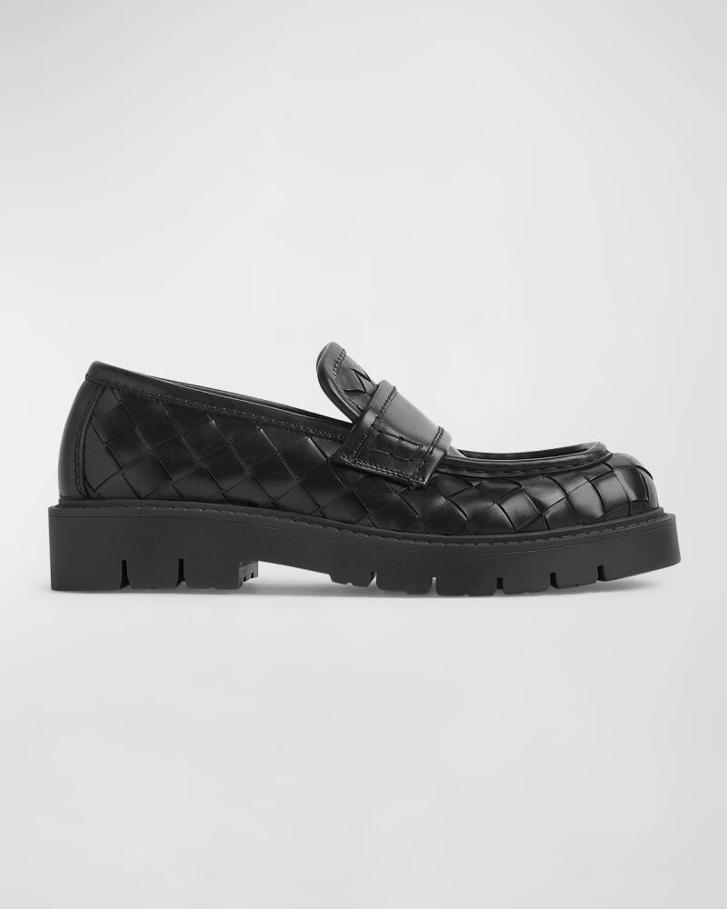 Bottega Veneta Interciato Woven Leather Loafers Cover