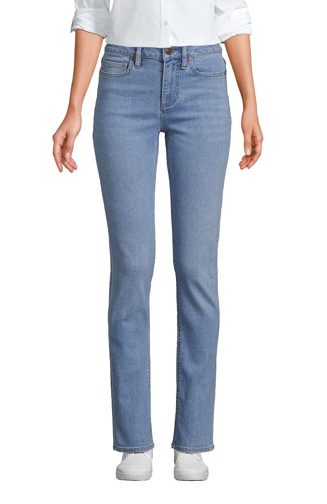 Lands' End Recover Mid Rise Straight Leg Blue Jeans in Mellow Indigo Cover