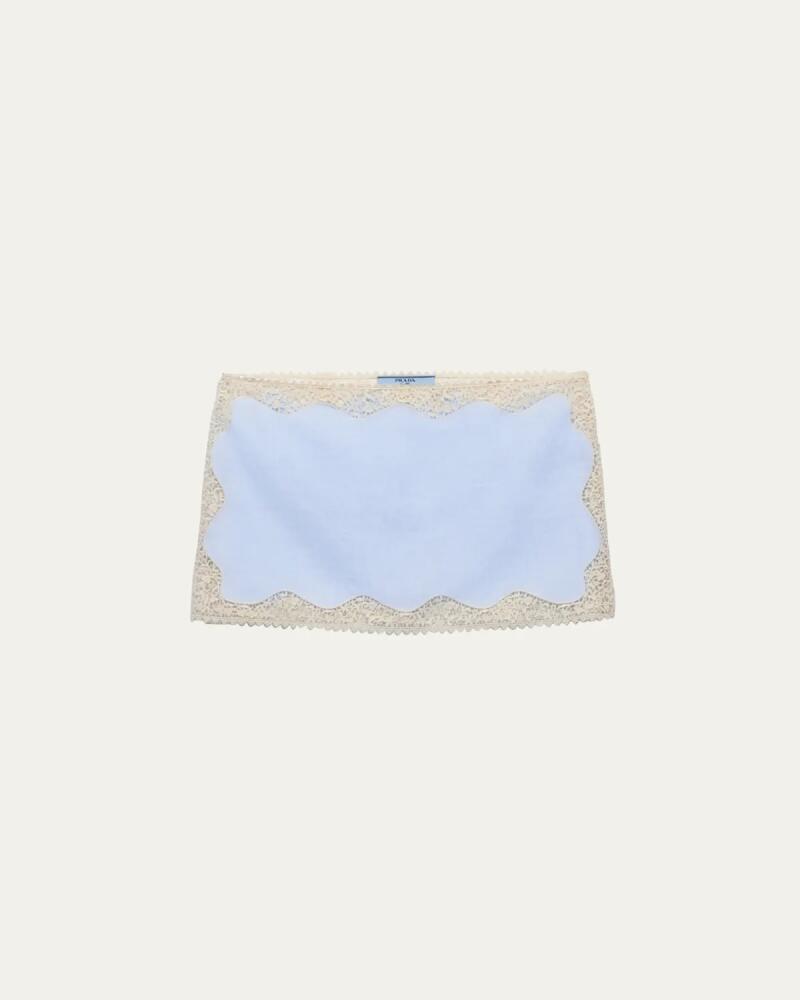 Prada Lace Trim Mini Linen Skirt Cover