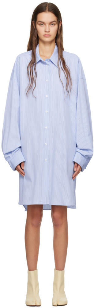 Maison Margiela Blue & White Pinstripe Shirt Cover