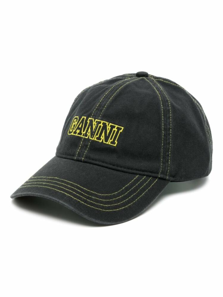 GANNI logo-embroidered organic cotton cap - Black Cover