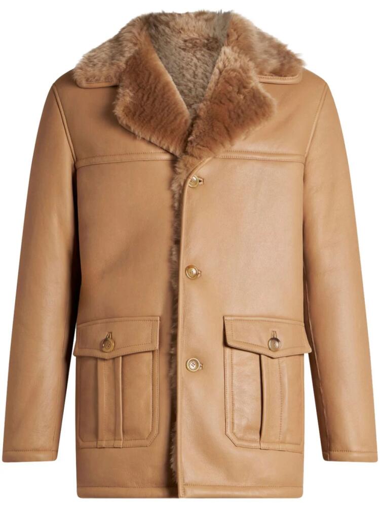 ETRO shearling leather coat - Brown Cover