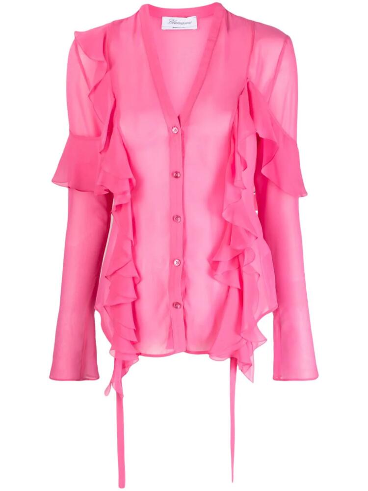 Blumarine ruffled semi-sheer silk blouse - Pink Cover