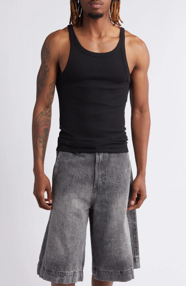 Elwood Tiny Cotton Rib Tank in Coal Cover