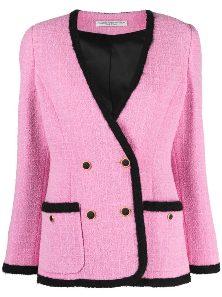 Alessandra Rich contrast-trim bouclé tweed jacket - Pink Cover