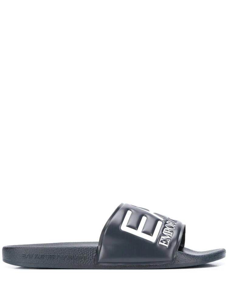 Ea7 Emporio Armani logo embossed slides - Blue Cover