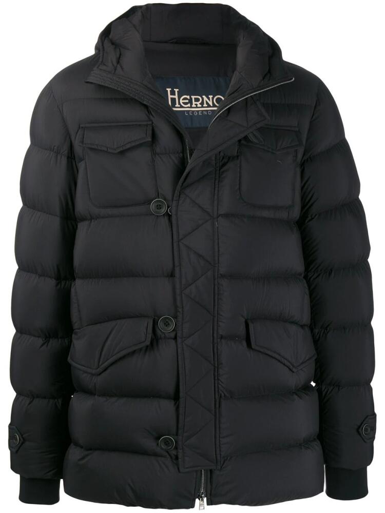 Herno flap pockets padded coat - Black Cover