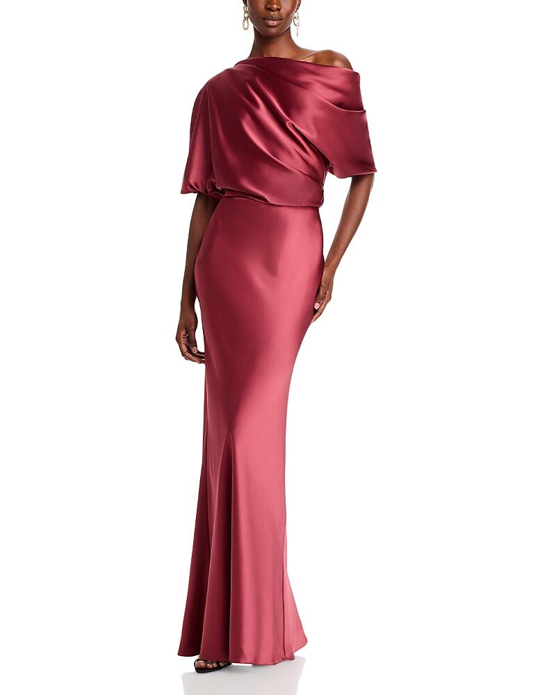 Amsale Draped Satin One Shoulder Dress Cover