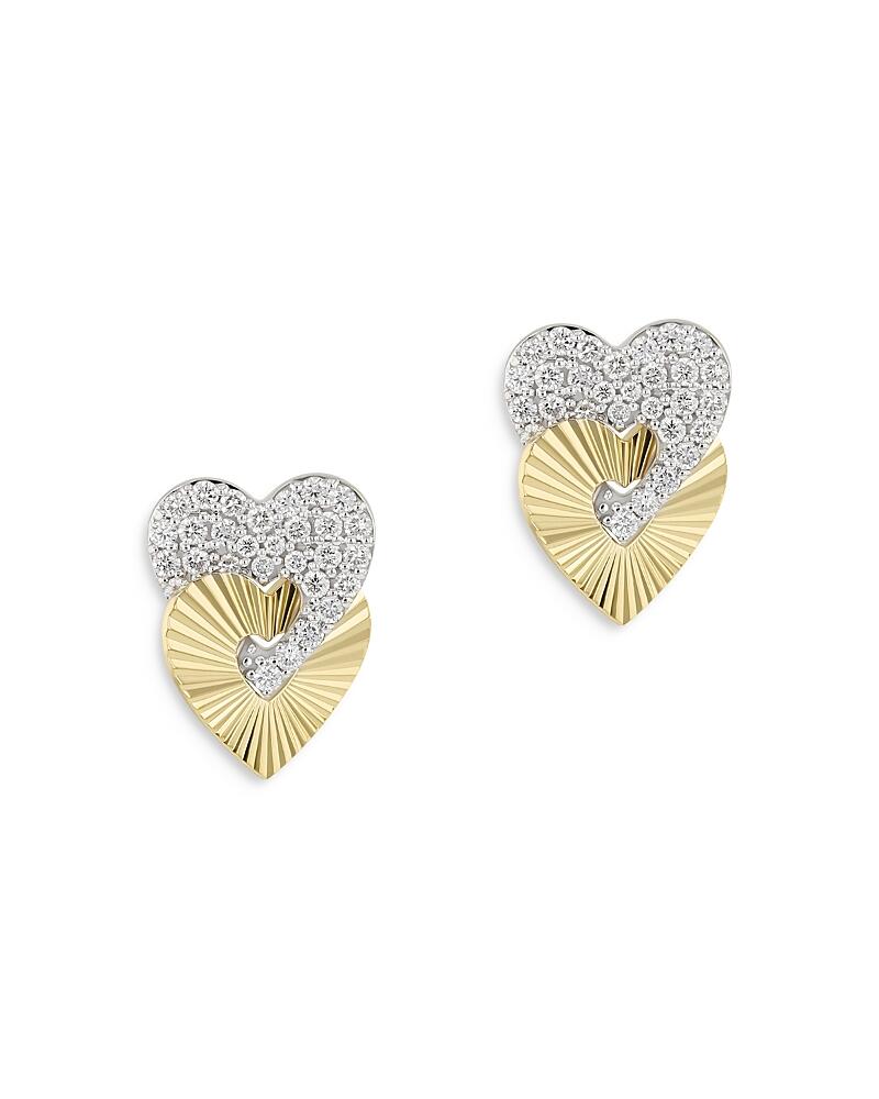 Phillips House 14K Yellow Gold Aura Diamond Double Heart Stud Earrings Cover