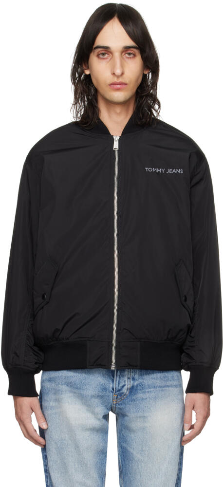 Tommy Jeans Black Embroidered Bomber Jacket Cover