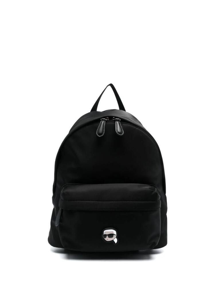 Karl Lagerfeld logo-patch faux-leather backpack - Black Cover