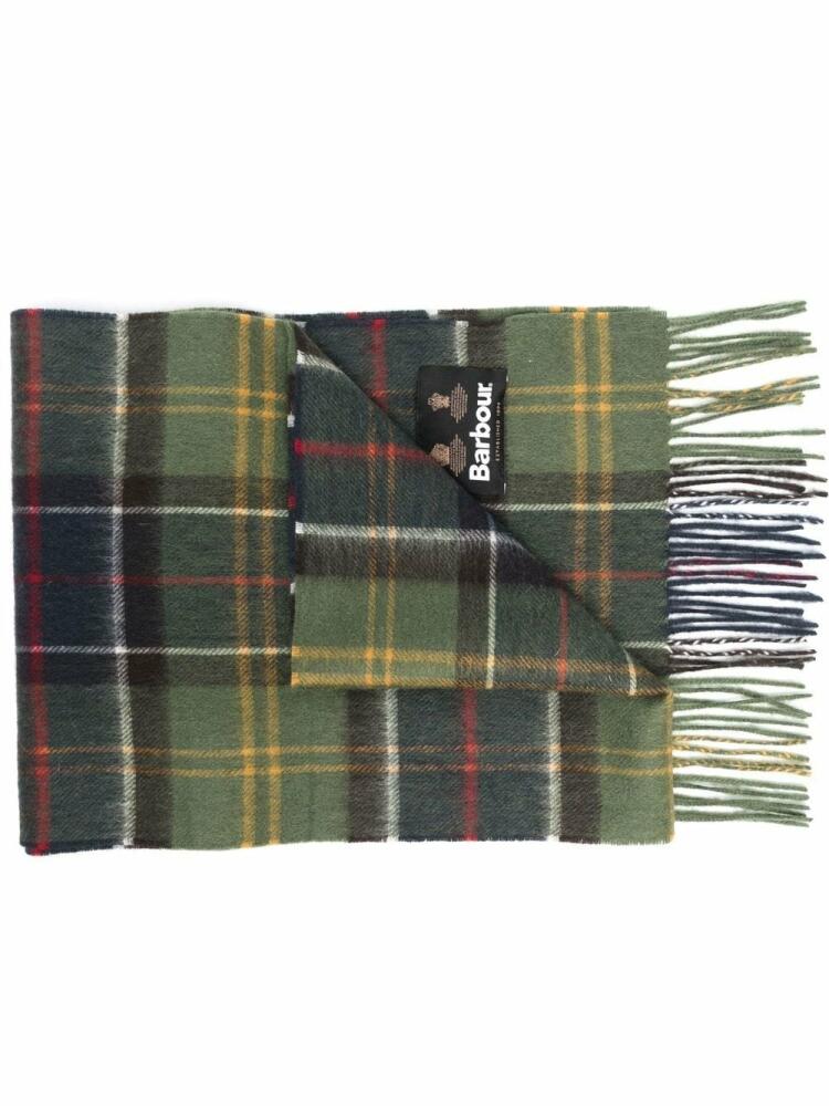 Barbour logo-patch check pattern scarf - Green Cover