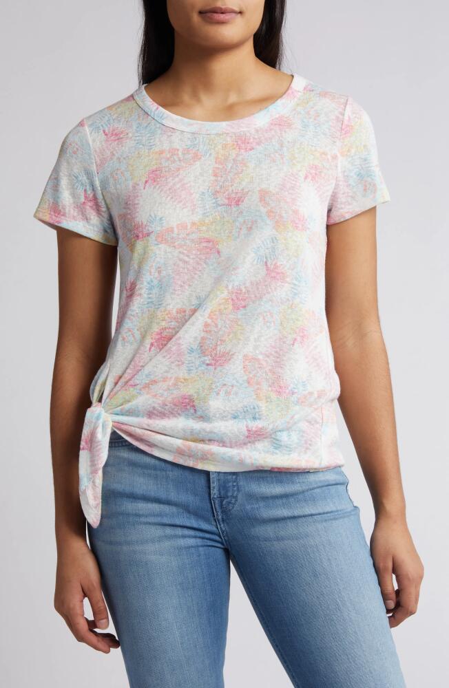 Bobeau Side Tie T-Shirt in Light Aqua/Peach Cover