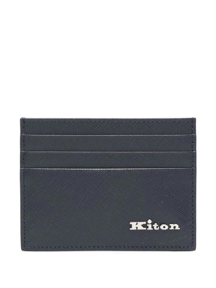 Kiton Saffiano leather cardholder - Blue Cover