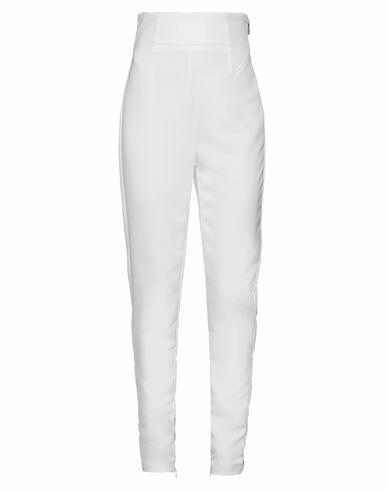 Relish Woman Pants White Polyester, Elastane Cover