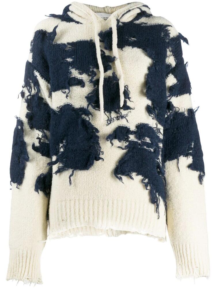 Off-White patch-detail knitted hoodie - Blue Cover