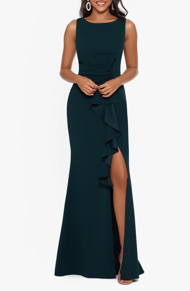 Betsy & Adam Ruffle Bow Gown in Pine Cover