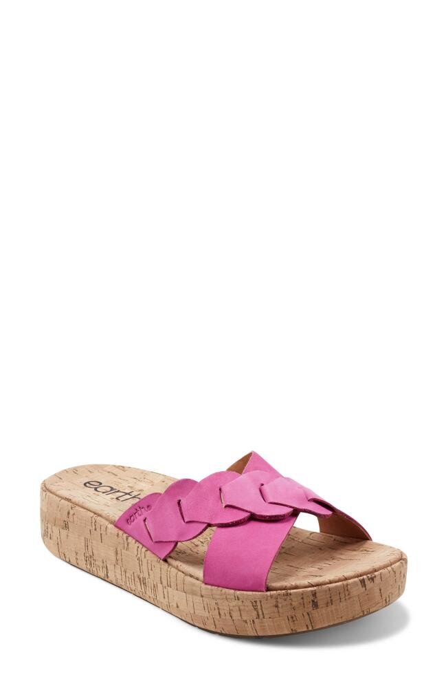 Earth Scotti Platform Slide Sandal in Dark Pink Cover