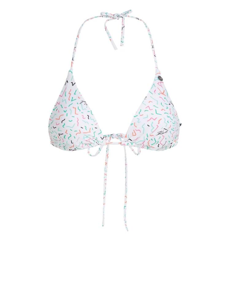 Karl Lagerfeld geometric-print triangle bikini top - White Cover