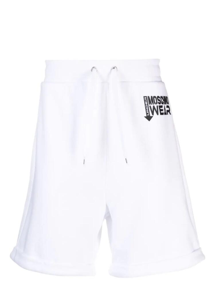 Moschino logo-appliqué drawstring-waist cotton shorts - White Cover