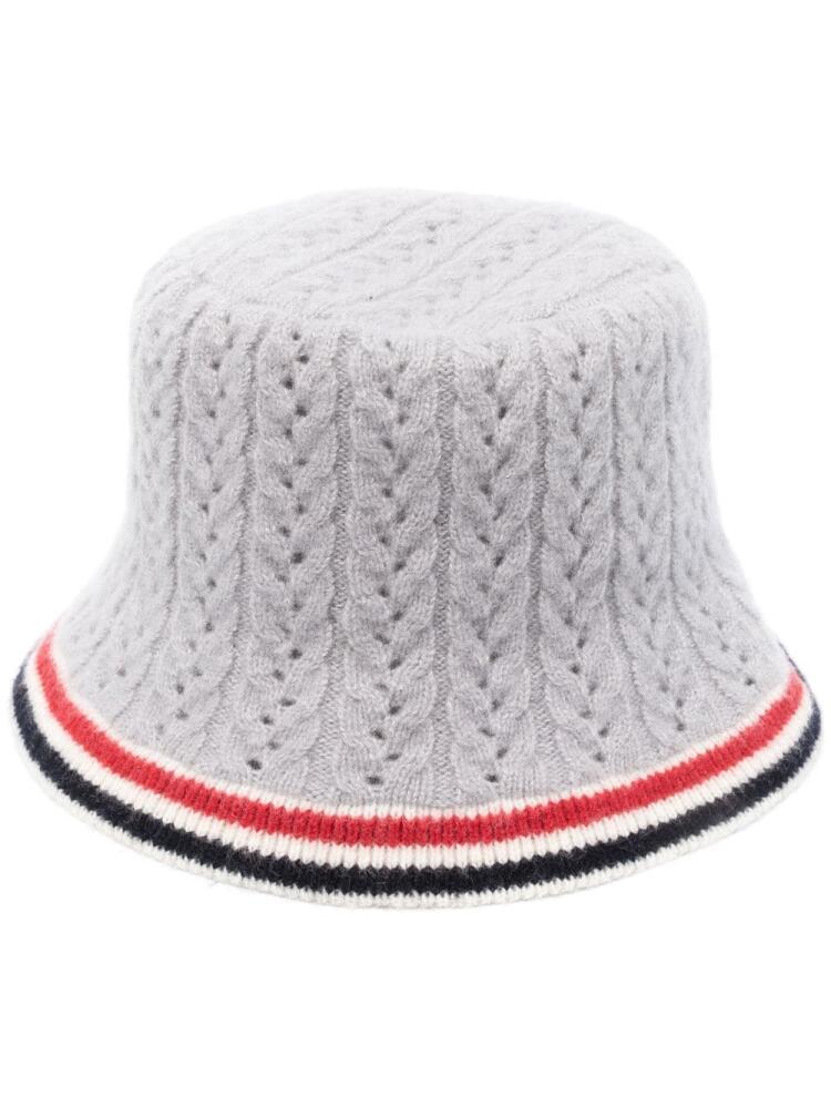 Thom Browne cable-pointelle bucket hat - Grey Cover