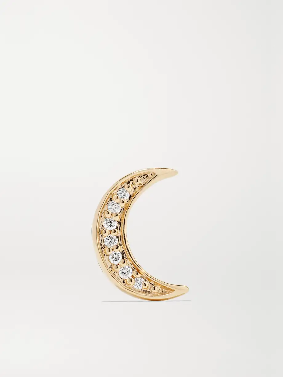 Andrea Fohrman - Mini Crescent 14-karat Gold Diamond Earring - One size Cover