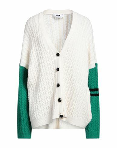 Msgm Woman Cardigan Cream Wool, Cashmere Cover