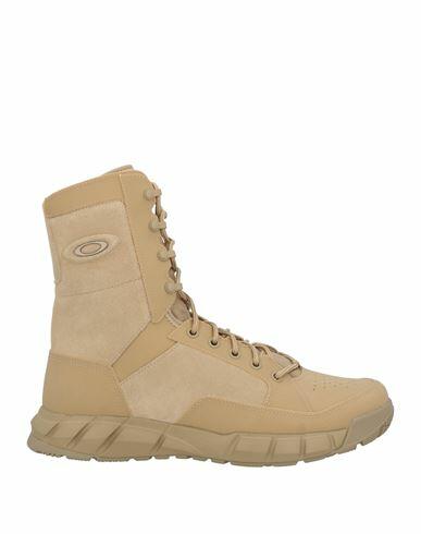 Oakley Man Ankle boots Beige Leather, Rubber Cover