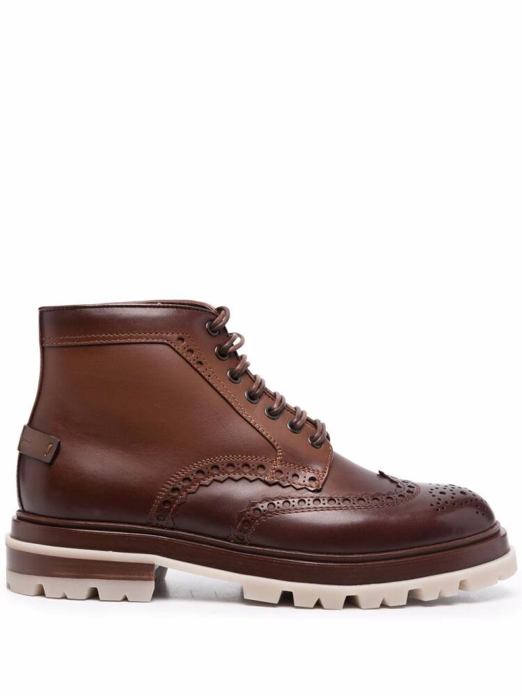 Santoni Polacco brogue ankle boots - Brown Cover