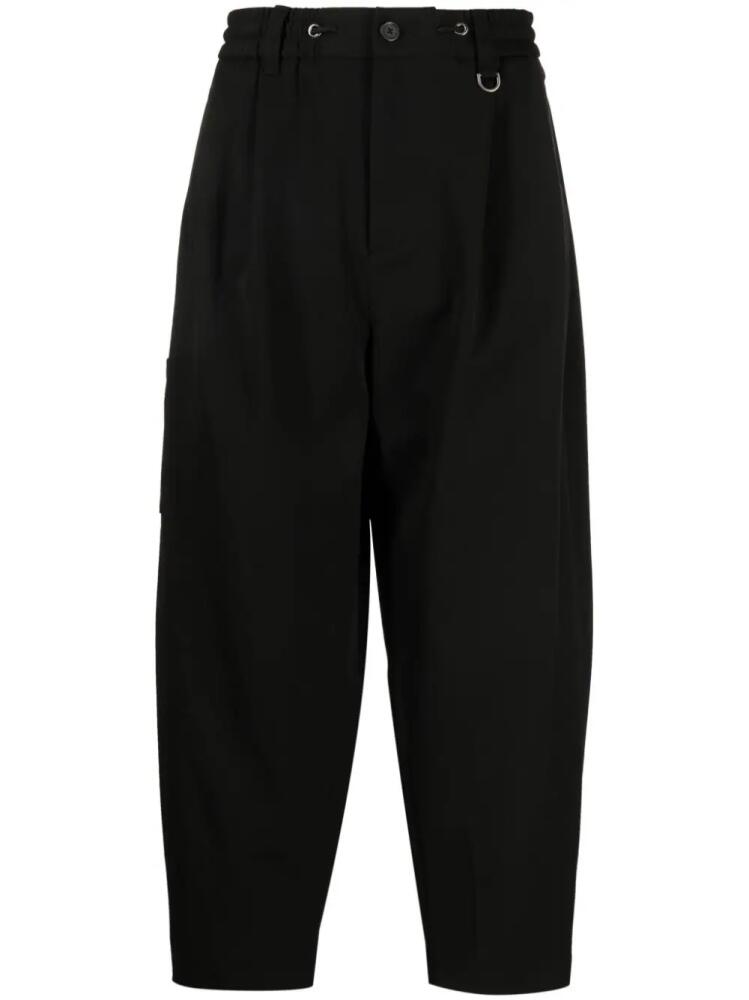 SONGZIO logo-embroidered pleated drop-crotch trousers - Black Cover