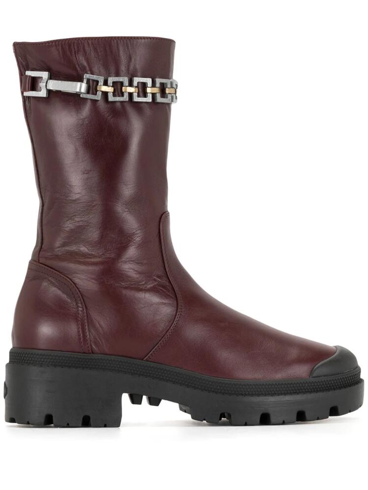 Madison.Maison chain-embellished mid-calf boots - Red Cover