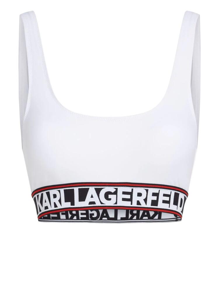 Karl Lagerfeld logo-underband bikini top - White Cover