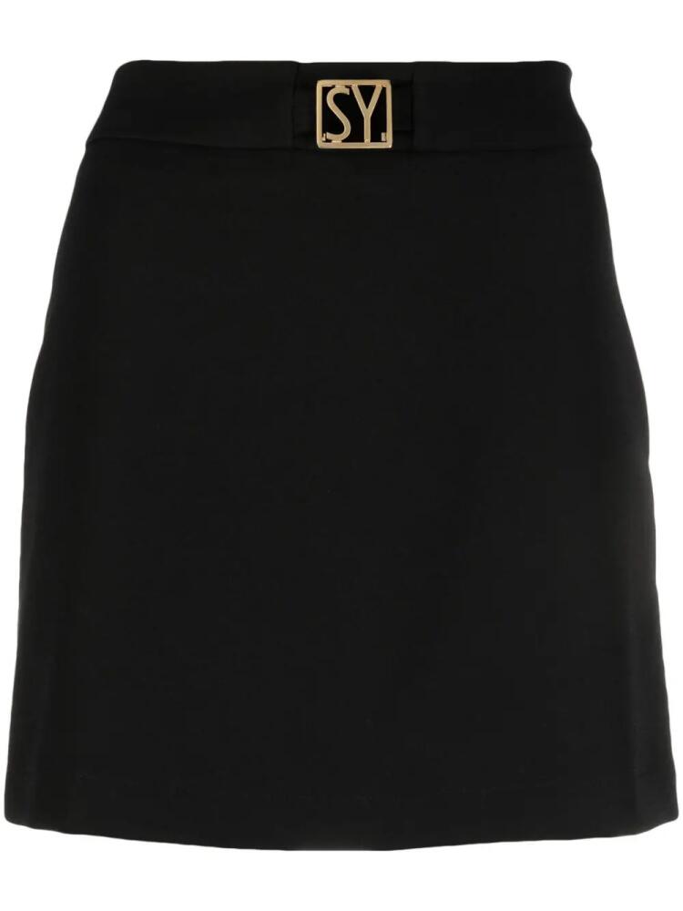 Seventy logo-plaque A-line miniskirt - Black Cover