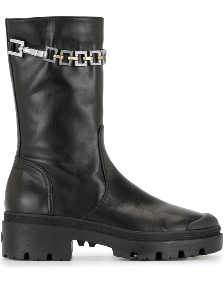 Madison.Maison chain-embellished mid-calf boots - Black Cover