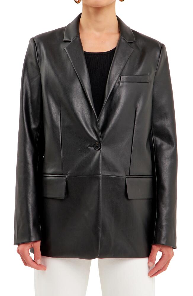 Endless Rose Faux Leather Blazer in Black Cover