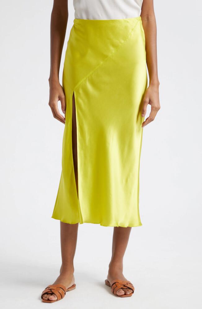 ATM Anthony Thomas Melillo Bias Cut Silk Charmeuse Midi Skirt in Chartreuse Yellow Cover