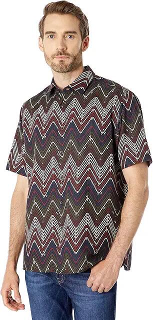 Ted Baker Justsit Short Sleeve Zigzag Print Shirt (Dark Red) Men's Clothing Cover