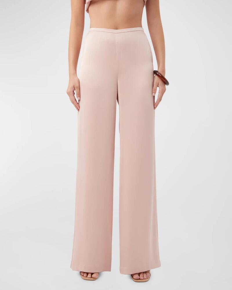 Trina Turk Tavia High-Rise Wide-Leg Satin Pants Cover