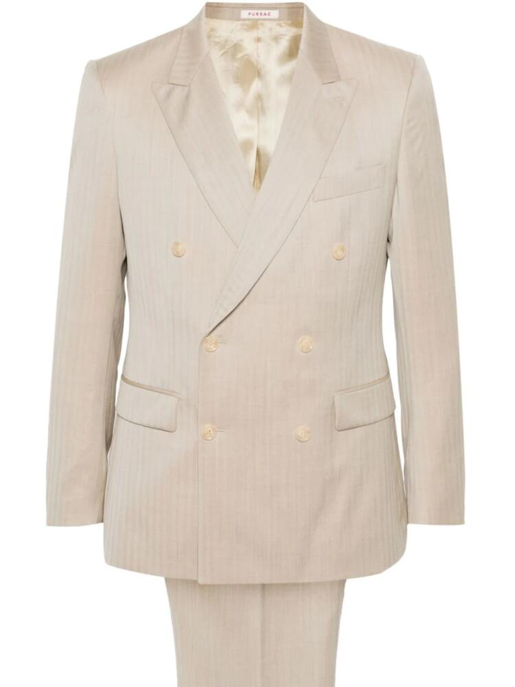 FURSAC double-breasted striped wool suit - Neutrals Cover