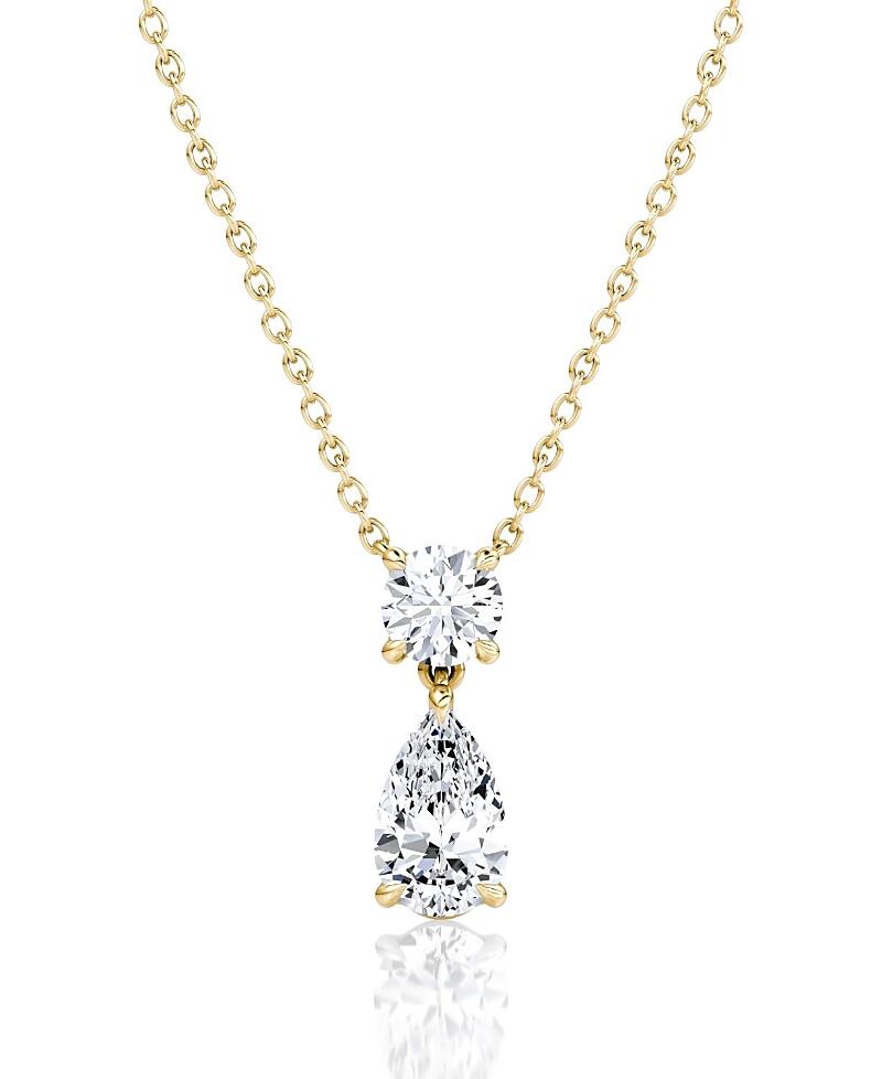 Vrai Lab Grown Diamond Round Brilliant & Pear Signature Duo Drop Necklace in 14K Gold and White Gold, 1.5 ct. t. w, Cover