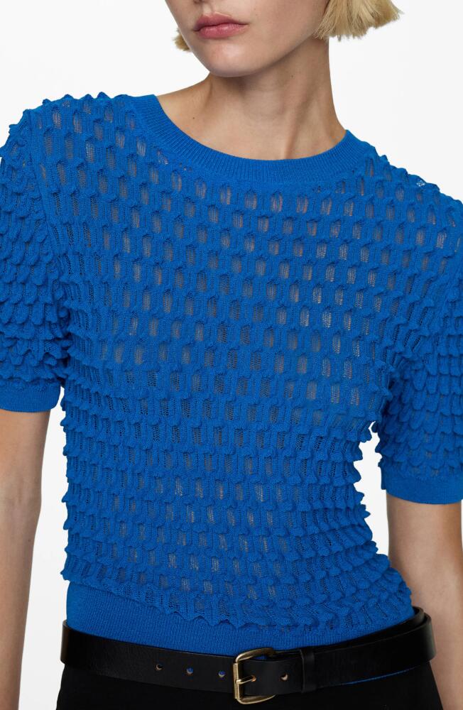 MANGO Textured Elbow Sleeve Sweater in Vibrant Blue Cover