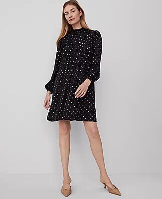 Ann Taylor Petite Diamond Shadows Mock Neck Shift Dress Cover