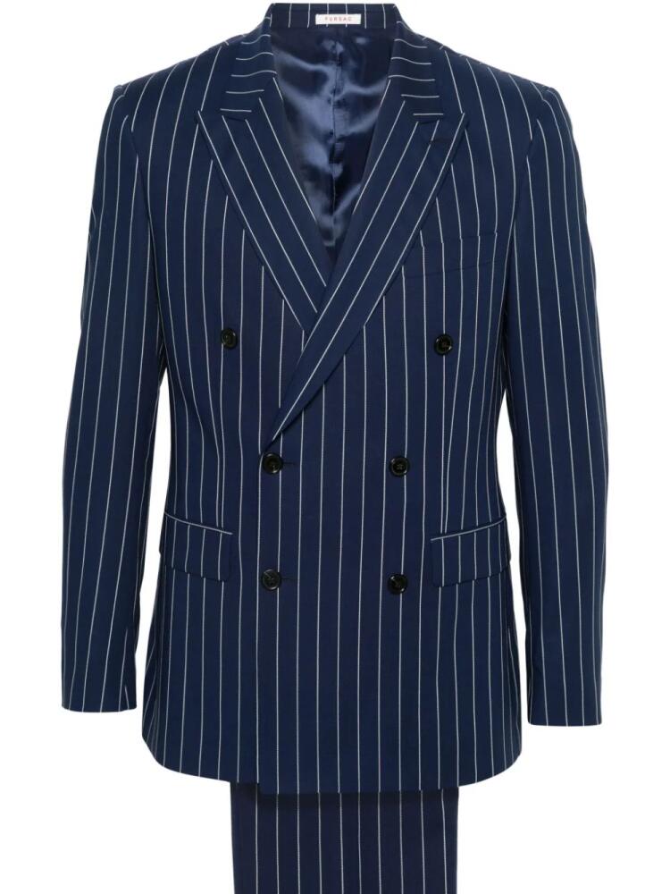 FURSAC double-breasted striped wool suit - Blue Cover