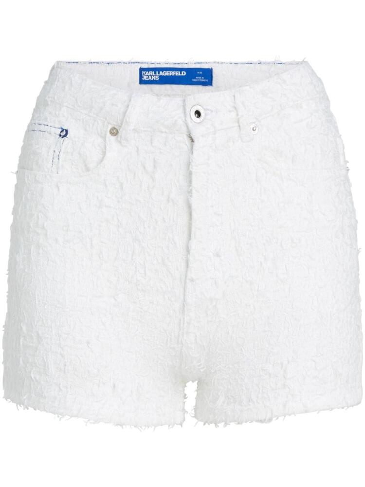 Karl Lagerfeld Jeans high-rise bouclé denim shorts - White Cover