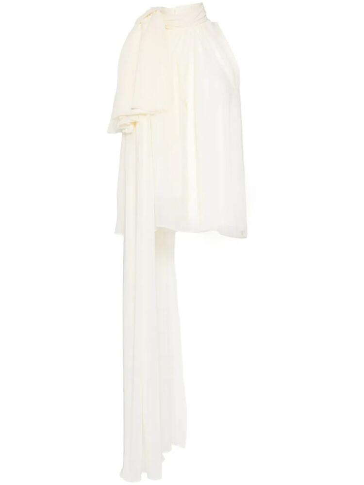 Isabel Sanchis sash-detail georgette top - White Cover