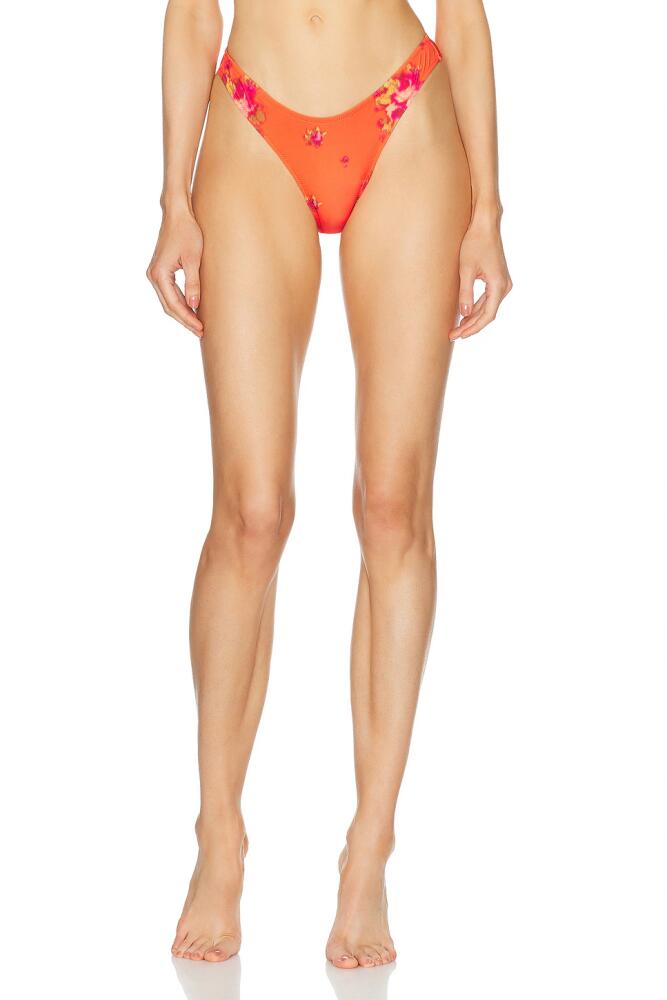 Heavy Manners High Cut Cheeky Bikini Bottom in Coral Cover