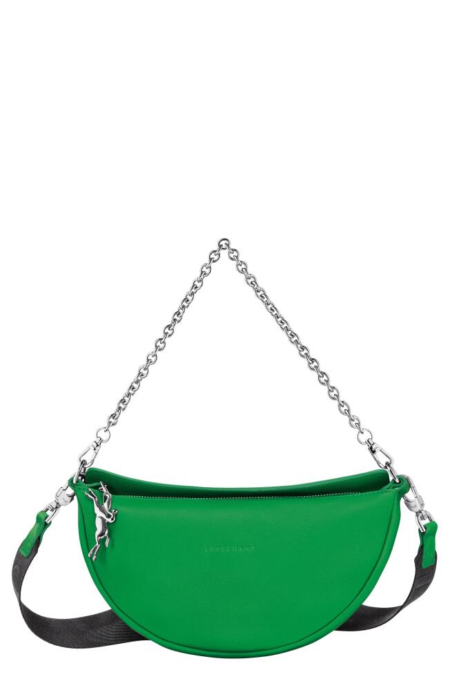 Longchamp Smile Small Half Moon Leather Crossbody Bag in Lawn Cover