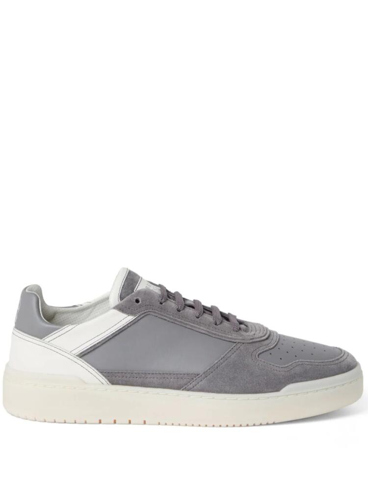 Brunello Cucinelli panelled leather-suede sneakers - Grey Cover