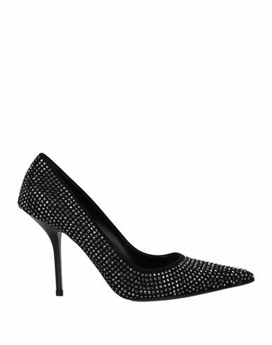 Eddy Daniele Woman Pumps Black Soft Leather, Swarovski Crystal Cover