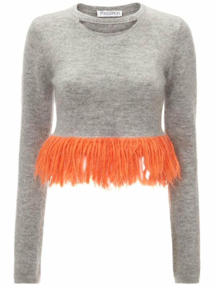 JW Anderson fringed-hem knitted jumper - Grey Cover